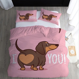 GEDAEUBA Dackel Bettwäsche 140x200 Sommer - Süße Hund Bettbezug 140x200 2er Set, Wendebettwäsche und Kissenbezug 70x90, Weiche & Atmungsaktive Mikrofaser Bettwäsche-Sets mit Reißverschluss