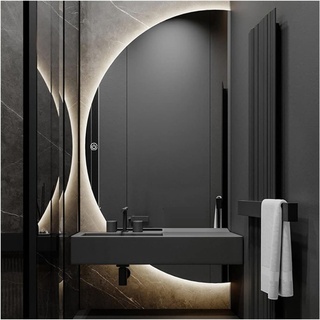 GOYUXV LED-Spiegel, Halbrunder Wandspiegel des Badezimmers, Mit 3000K-6000K Dimmbar, Dekorativer Kosmetikspiegel, Beleuchtungsspiegel, 40×80CM, (Size : Left Semicircle)