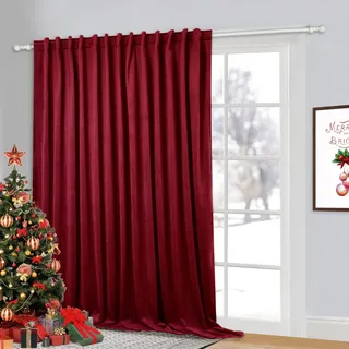 StangH Samtvorhänge 274.3 cm lang – lichtblockierendes Theater rote Samtvorhänge, Weihnachts-Hintergrundvorhänge Heimdekoration für Wohnzimmer/Schlafzimmer/Kirchenzeremonie, rot, B 100xL 108, 1 Panel