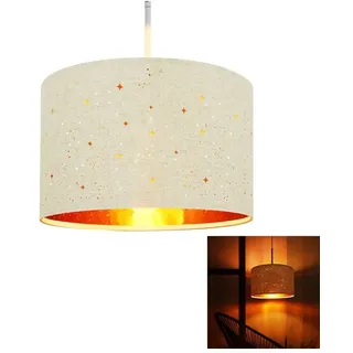 ZMH Pendelleuchte 1-flammige E27 in Weiß mit Stofflampenschirm Sternenhimmel-Design | Gr.: onesize