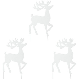 Creativ deco Weihnachtsfigur Weihnachtsdeko (3 St), Hirsch zum Stecken weiß