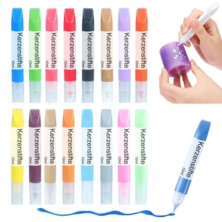 Ovaletta 16 Stück Kerzenstifte, Kerzen Bemalen Set, Wachsstifte für Kerzen, Candle Pen für Kerzen, Kerzenfarbe, Dekorieren und Personalisieren von Kerzen, Keramik Bemalen Set, je 10 ml