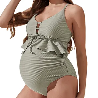 Generisch Umstandsbadeanzug Damen Sommer Sport Badeanzug Bauchweg Große Größen Schwangerschaft Sexy Bademode Für Schwangere Tankini Umstandsmode Shape Push Up Monokini Swimsuits for Women