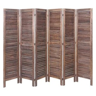 Mendler Paravent HWC-G30, innen, 6-teilig, Holz, Shabby-Look, braun, 240 x 170 cm