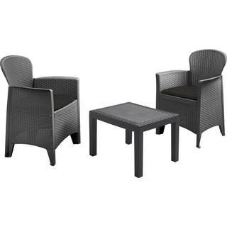 Progarden Gartenlounge-Set Schwarz, (3-tlg), Loungeset, 1 Beistelltisch, 2 Stühle schwarz