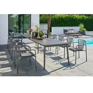 Sunfun Gartenmöbel-Set Solo/Sarah  (12 -tlg., Aluminium/Sintered Stone/Stahl, Night-Grey)