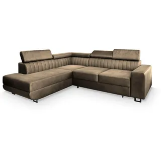Masseno Ecksofa, Beige, Metall, 4-Sitzer, L-Form,L-Form, 253x190 cm, Wohnzimmer, Sofas & Couches, Wohnlandschaften, Ecksofas