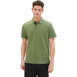 TOM TAILOR Herren Basic Piqué Poloshirt, dull moss green, XL