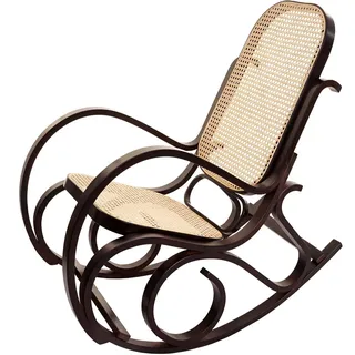 Mendler Schaukelstuhl M41 Rattan 50 x 90 x 50 cm Walnuss-Optik
