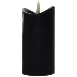 B & S LED Echtwachskerze mit Flacker Flamme 15 x Ø 7 cm mit Timer (Schwarz)