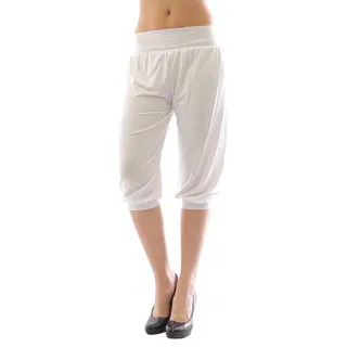 YESET Caprihose Harem Aladin Pump Capri 3/4 Baggy Sommer Falten weiß XXXL