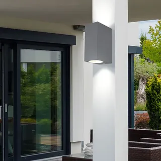 UP and Down Leuchte Aussen GU10 Aussenleuchte Haustür Fassadenleuchte anthrazit Wandleuchte Außen Terrasse, auf- und abwärts leuchtend, Aluminium Druckguss, 2x GU10, BxH 6,8x15 cm