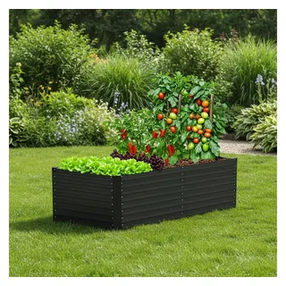 KONIFERA Hochbeet "Emmy", bodenloses Gartenbeet aus verzinktem Stahl, mit Verstrebungen für mehr Stabilität, in zwei Farben grau 190 cm x 60 cm x 80 cm