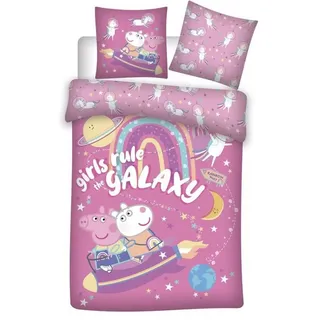 Peppa Pig Bettwäsche Peppa Wutz Lucie Locke Kinder Bettwäsche Set, Mikrofaser, Deckenbezug 135-140x200 cm Kissenbezug: 63X63 cm rosa