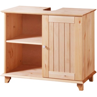 Waschbeckenunterschrank WELLTIME "Venezia Landhaus" Schränke Gr. B/H/T: 63 cm x 55 cm x 33 cm, 1 St., beige (natur) Bad-Waschbecken-Unterschränke Badmöbel aus Massivholz, Breite 63 cm (ohne Stauraumkisten)
