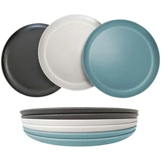 Spetebo Kunststoffteller Melamin Speiseteller 6er Set 21 cm - 3 Farben sortiert, (6 St), Robuster Kunststoff Camping Teller bruchsicher blau|bunt