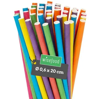 Wisefood Papier-Strohhalme Ø 0,6 x 20 cm 500 St. Bunt