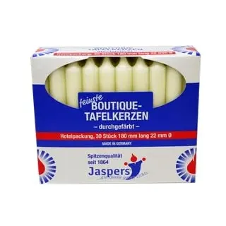 Jaspers Boutique-Tafelkerzen Elfenbein 30er Pack durchgefärbt, Unscented, Kerze, Wohnraumdekoration