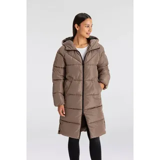 ONLY Steppmantel ONLAMAND LONG PUFFER COAT CS OTW mit Kapuze und praktischem 2-Wege Reißverschluss braun XL (42)