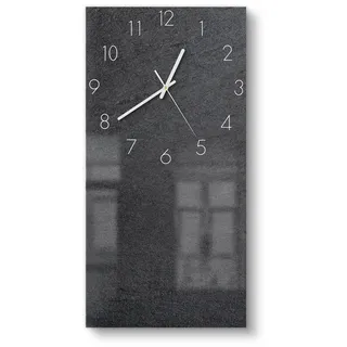 DEQORI Wanduhr 'Schiefertafel Stein-Optik' (Glas Glasuhr modern Wand Uhr Design Küchenuhr) grau|schwarz 30 cm x 60 cm