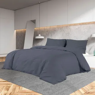 vidaXL Bettwäsche-Set Anthrazit Baumwolle 200 x 200 cm