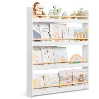 Songmics Kinderregal mit 4 Ebenen 80 x 100 x 12 cm Kiefer weiß