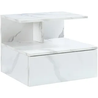 [en.casa] Wandschrank, Perlmutt, Holzwerkstoff, Marmor Optik, 1 Schubladen, Rechteckig, 40x31x35 cm, Wohnzimmer, Regale, Wandregale