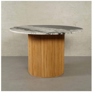 MAGNA Atelier Esstisch VICTORIA mit Marmor Tischplatte (Gestell aus Eichenholz), Küchentisch, Dining Table, Oakwood, Unikat, 120x76cm - Ø140x76cm schwarz 140 cm x 76 cm