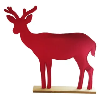 XL Hirsch Rentier rot Filz frei stehend 50 x 50 cm Weihnachten Deko Figur Reh