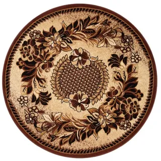 Tapiso Teppich ATLAS, rund, Höhe: 8 mm, Wohnzimmer, Schlafzimmer, Design beige rund | 140 cm x 140 cm x 8 mm