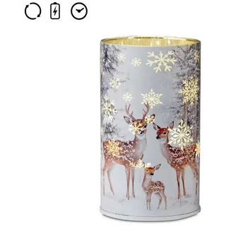 formano LED Dekolicht Hirsche Weihnachtsdeko, LED, Drehend, mit Timer, Mehrfarbig, Reh, H: 15cm