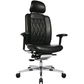 Wagner Alu Medic Limited S ergonomischer Profi Bürostuhl Drehstuhl Schreibtischstuhl mit bewegter Sitzfläche durch Dondola Gelenk echt Leder schwarz