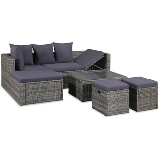 DOTMALL Gartenlounge-Set (Set, 4-tlg), Poly-Rattan, Sitzgruppe, Outdoor, Lounge-Möbel grau
