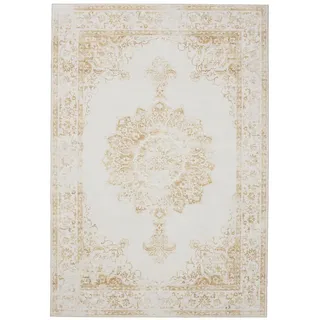 benuta Vintage-Teppich, Creme, Gelb, Kunststoff, Vintage, Rechteckig, 140x200 cm, Oeko-Tex® Standard 100, in verschiedenen Größen erhältlich, rutschfeste Unterfläche, waschbar, Teppiche & Böden, Teppiche, Vintage-Teppiche