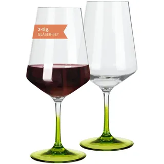 Moritz Milano Rotweinglas green line 2er Set 580 ml - Polycarbonat Weingläser bruchfest & kratzfest. Modernes Design für vielseitigen Einsatz Camping Picknick Festival und Zuhause