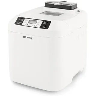 h.koenig BAKE340 Brotbackautomat, 12 Programme, 2 Brotgrößen, Startzeitvorwahl und Warmhaltefunktion, LCD-Display, 550 Watt, Weiß