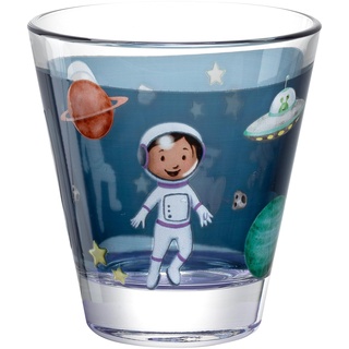 LEONARDO Bambini Avventura Trinkglas für Kinder - Kinderbecher mit Motiv aus hochwertigem Glas - Größe S, Inhalt 215 ml - Spülmaschinengeeignet, robust - Kinderglas mit Motiv Weltall