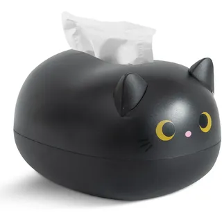 Cyrank Taschentücher Box, Cartoon-Katzen-Taschentuchbox, Kawaii Kunststoff Taschentuchspender, Toilettenpapierhalter Katze, Cartoon Tissue Box Für Küche, Badezimmer, Schlafzimmerkommoden(Schwarz)