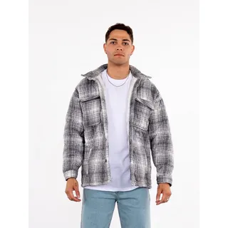 COFI Casuals Hemdjacke Lumberjacket Jacket Kapitone Herren Flanelljacke kariert Hemdjacke grau S