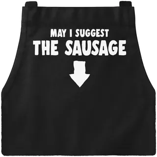MoonWorks® Grill-Schürze für Männer mit Spruch May I suggest the Sausage lustig Baumwoll-Schürze Küchenschürze Schwarz unisize - Einheitsgröße