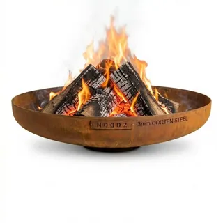 Moodz Feuerschale 100 cm - Feuerschalen für den Garten - Feuerstelle Outdoor & Feuertonne - Feuerschale mit opt. Grillrost aus hochwertigem Corten...