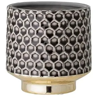 Nordring Retro Übertopf Vintage Pflanztopf für Zimmerplanzen Blumentopf Goldy M (12,5 cm ø), dunkelgrau, Keramik
