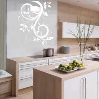INDIGOS UG - Wandtattoo Wohnzimmer - Wandaufkleber schöne Tribal Blatt 80x60 cm Weiss w659 - Aufkleber Kinderzimmer Schlafzimmer Küche Badezimmer Büro Dekoration