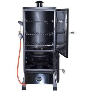 El Fuego Gas-Räucherofen Portland / AY0317, Set, inkl. Gasschlauch und Gasdruckregler, integriertes Thermometer, regulierbarer Kamin schwarz