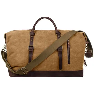 S-ZONE Reisetasche Reisetasche Segeltuch Freizeittasche Weekender Tourbag Gymbag, Große (60 L) Kapazität Reisetasche für den Wochenendausflug für Herren gelb