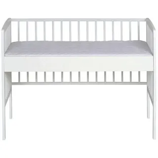 Schardt Beistellbett Micky Plus, Weiß, Holz, Holzwerkstoff, Buche, massiv, 65x97x124 cm, Made in Germany, DIN EN ISO 14001, Lattenrost stufenlos höhenverstellbar, zum Gitterbett umbaubar, Babymöbel, Babybetten, Beistellbetten