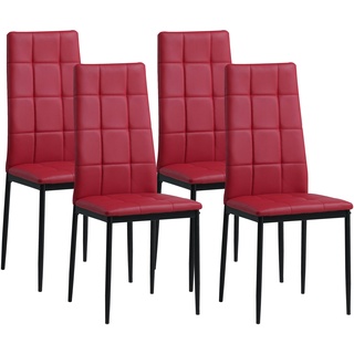 Albatros Esszimmerstühle RIMINI 4er Set, Rot - Edles Italienisches Design, Polsterstuhl mit Kunstleder-Bezug, Modern und Stilvoll am Esstisch