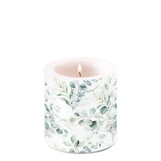 Kerze Eukalyptus Blättermix 9cm Hoch 7,5cm Ø Hochzeit Geburtstag Tischdeko