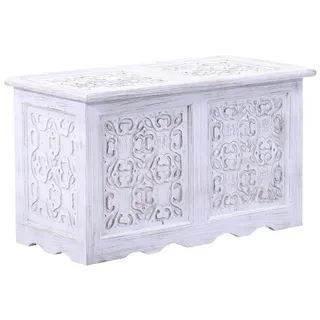 Marrakesch Orient & Mediterran Interior Truhenbank Indische Landhaus Truhe Holztruhe Ceyda - White Wash 80cm (1-St), Handarbeit weiß