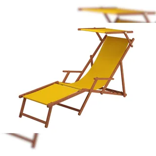 Erst-Holz Sonnenliege gelb Liegestuhl Fußteil Sonnendach Tisch Gartenliege Deckchair Strandstuhl 10-302 F S T